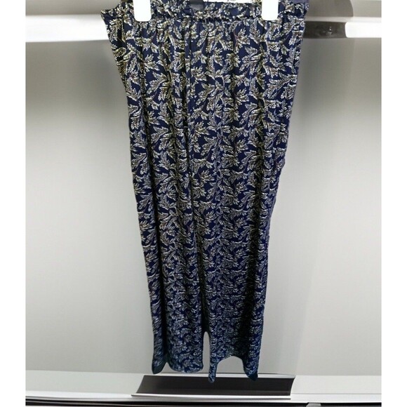 Love Ryan Navy Blue Floral Wide Leg Palazzo Pants Size 1X - Picture 1 of 7